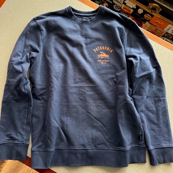 Limited Ed. Patagonia Men's Medium Fitz Roy Icon Uprisal Crew Sweatshirt - Navy - Picture 1 of 2
